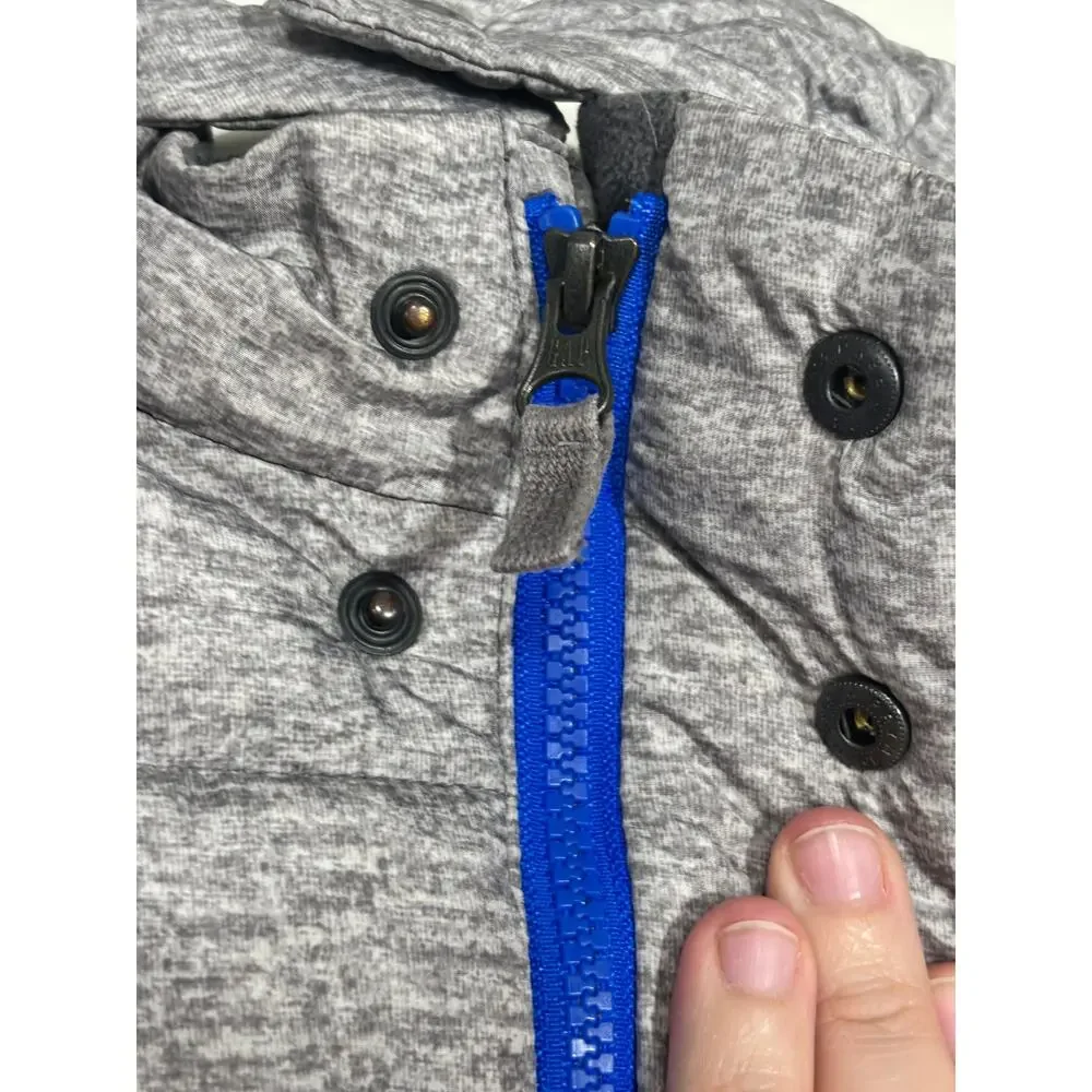 Baby Gap Toddler 4 Years Gray Hooded Puffer Jacket Button & Zip Removable Hoodie